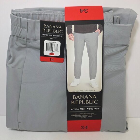 Banana Republic Motion Tech Hybrid Pants Mens Sz 30x39 & 34x42 Gray Performance - Picture 5 of 15